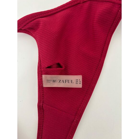 Ribbed Swimsuit 6 Bikini Plunge Neckline Athleisure Minimalist Chic Coquette - Picture 3 of 14